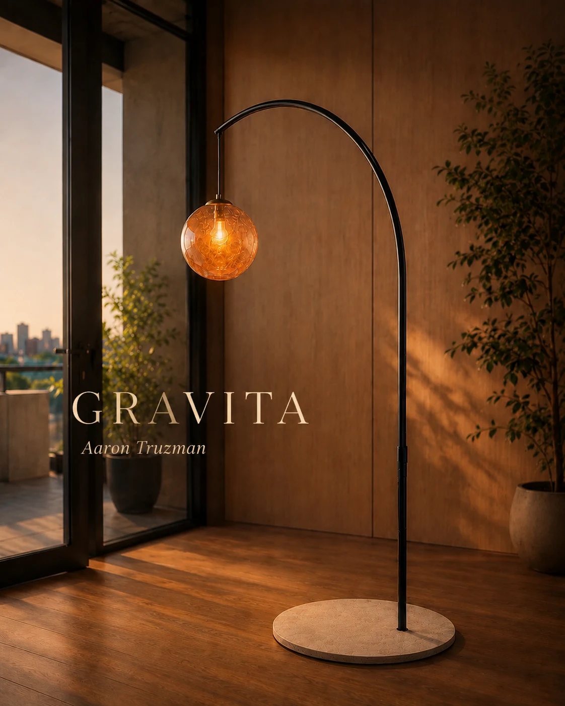 GRAVITA Arco sculptural floor lamp with Campaspero stone base