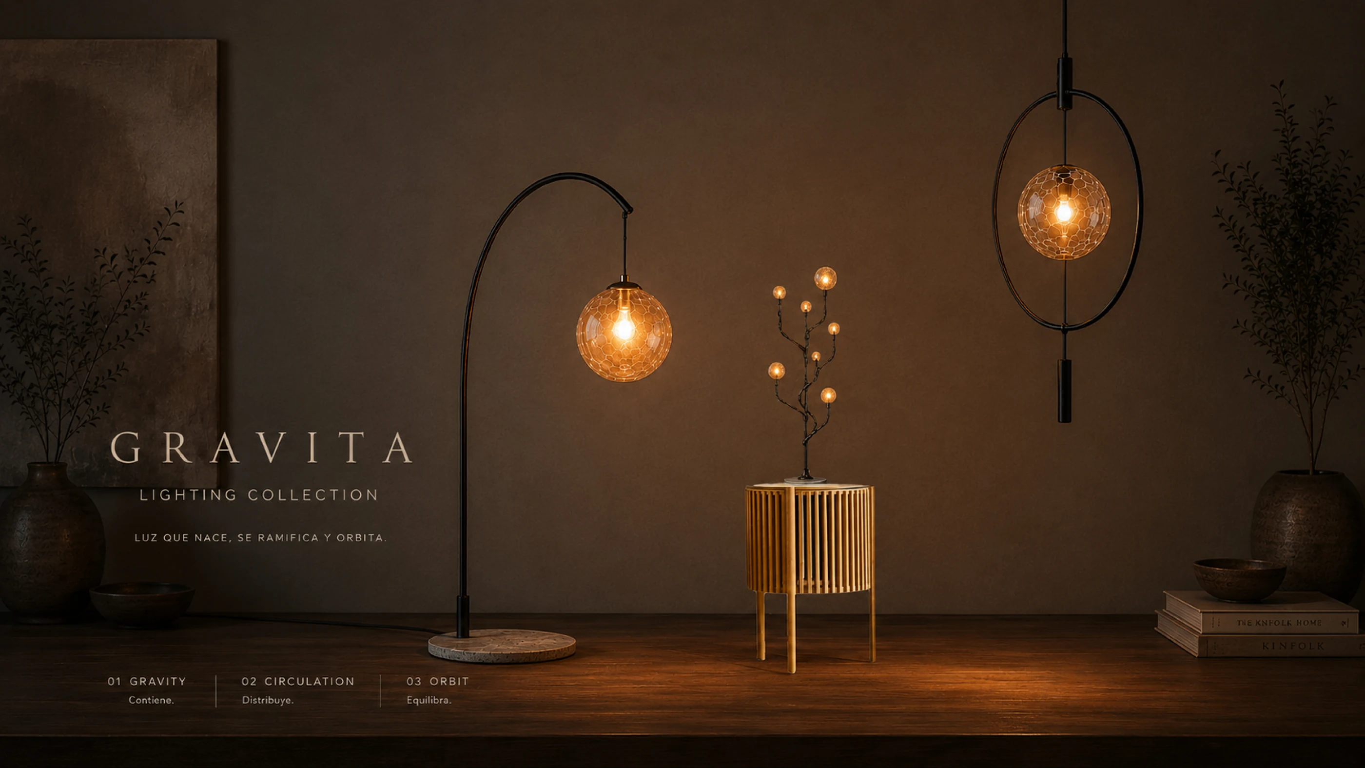 GRAVITA sculptural lighting collection by Trufa Originals with Arco, Orbit and Circulation